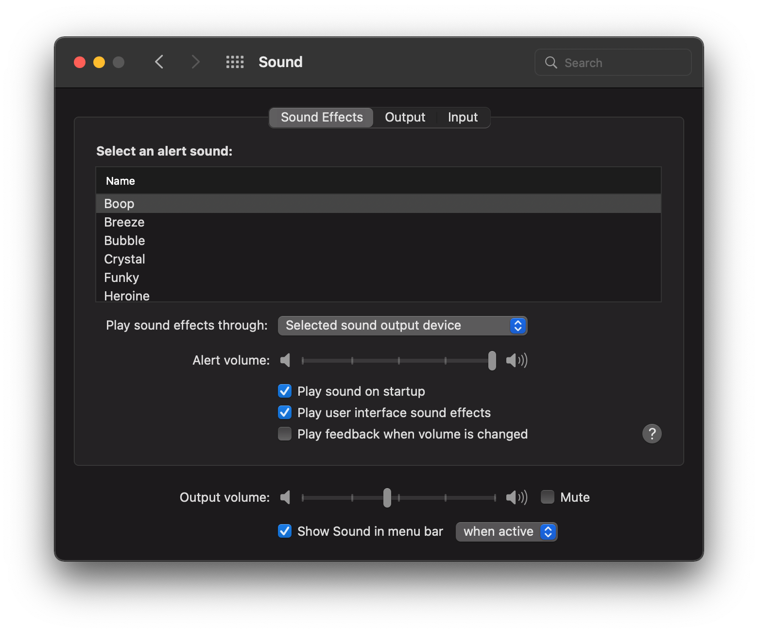 Mac sound settings